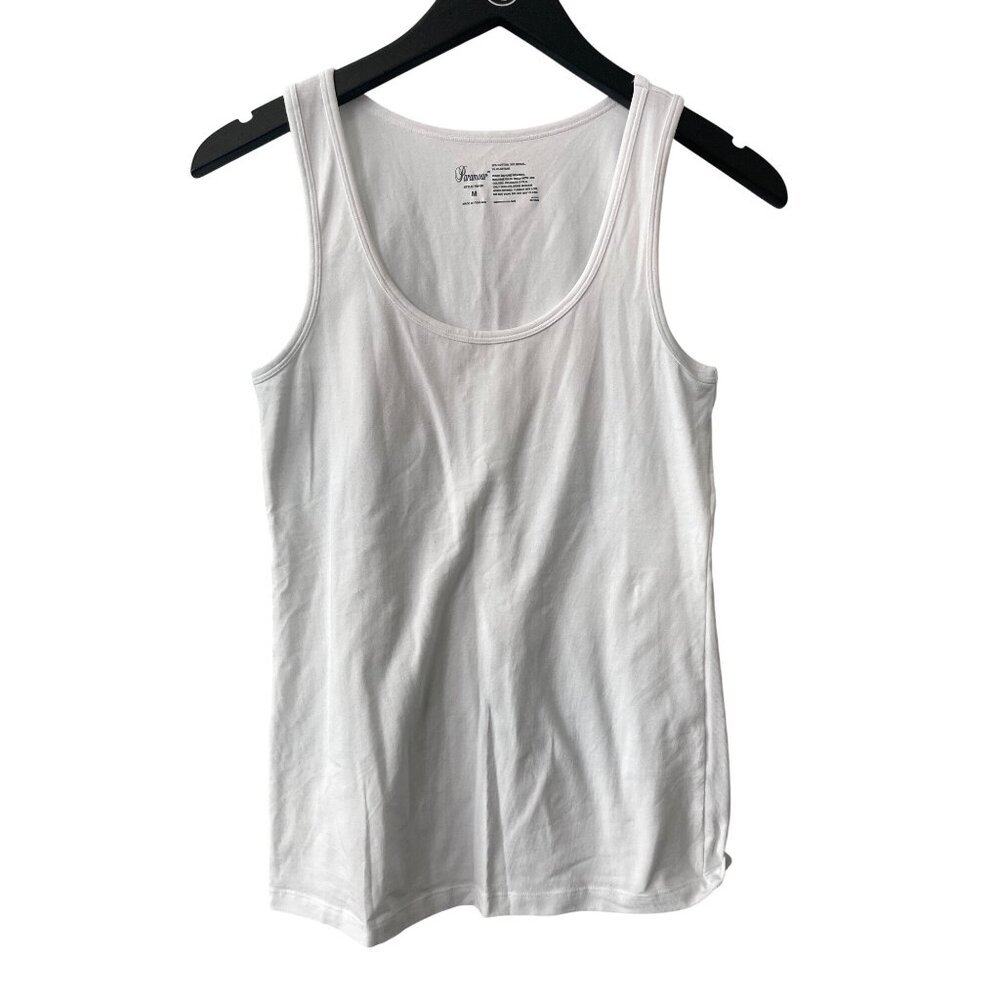 Paramour Tank Top Size Medium Sleeveless Scoop Neck White Cotton Everyday Wear